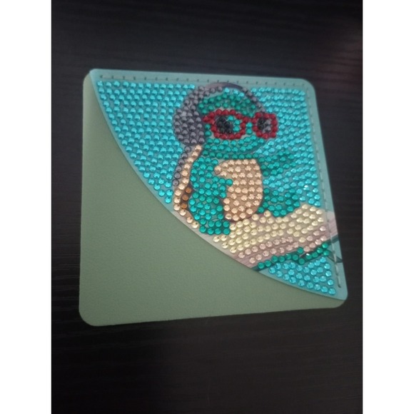 Other - Handmade Diamond Painting Turtle Bookmark Faux Leather Reading Gift 4" x‎ 6"